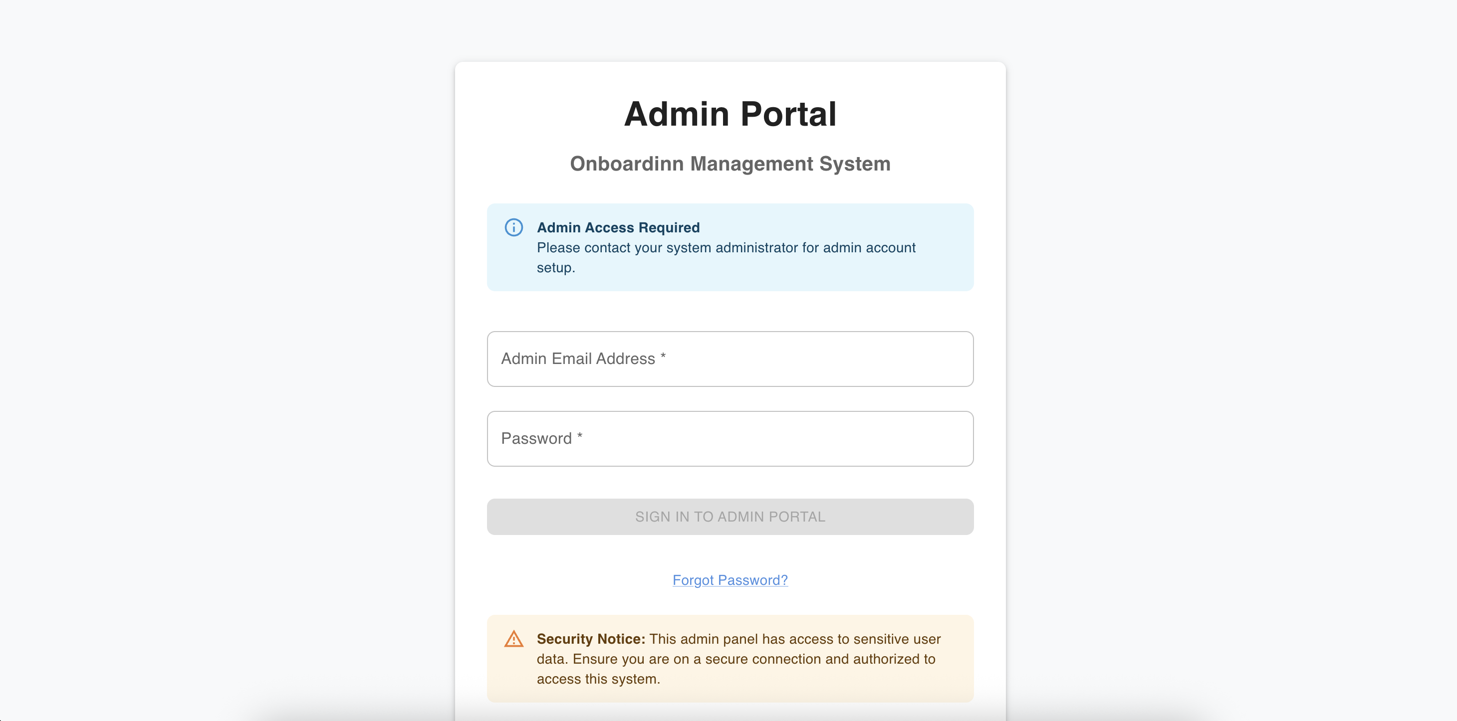 Admin Portal Login